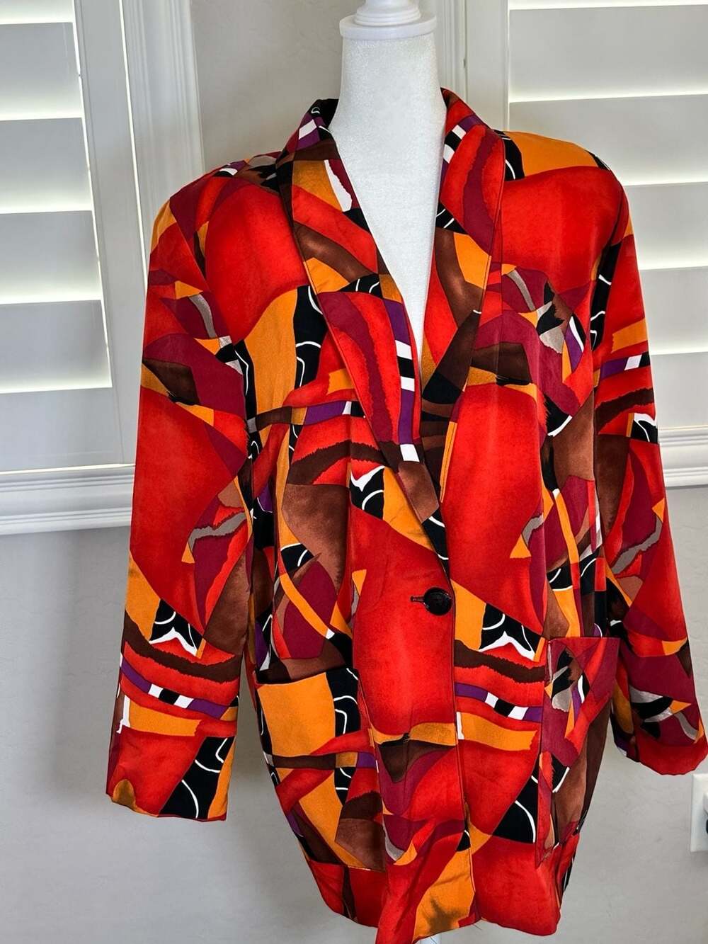 Kensington Square Vintage Geometric Abstract Pattern Blazer Jacket